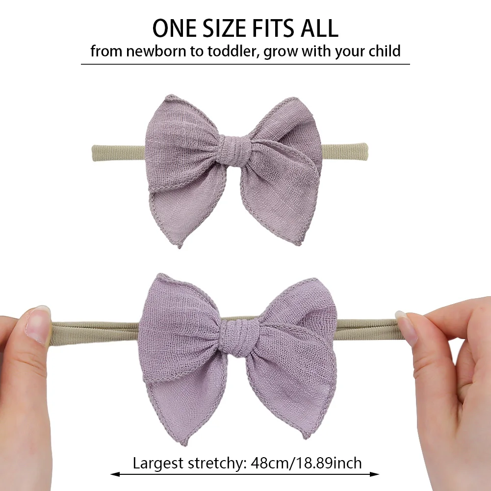 Mini Fable Bow Baby Headbands Solid Hair Ties Ealstic Nylon Hairbands Cute Newborn Boys Girls Headwear Candy Color Kid Headwraps