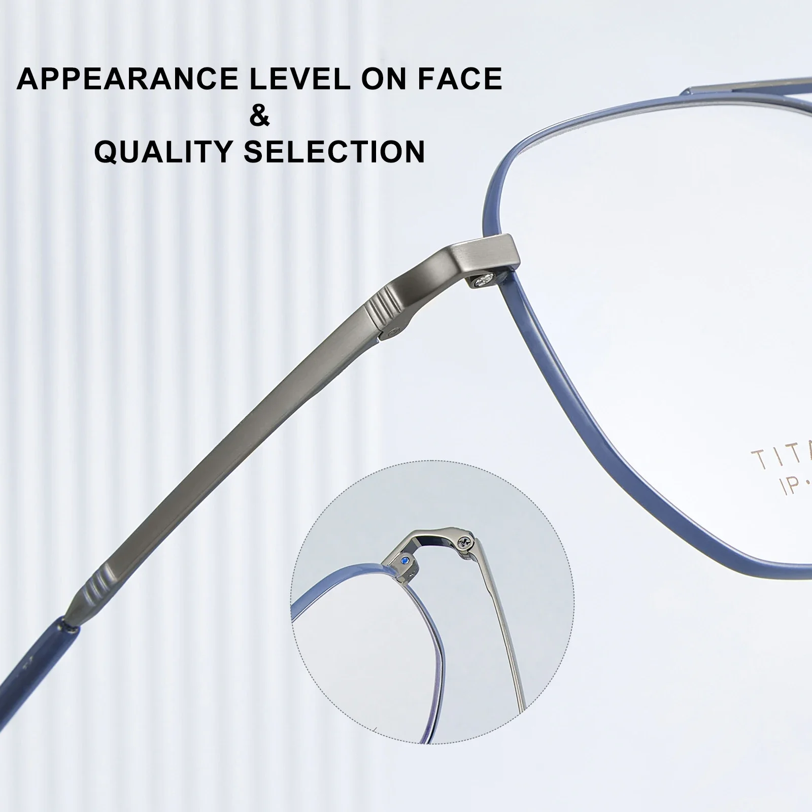 GENEVIEVE Simple Personalized Design Large Frames Pure Titanium, Customizable Prescription, Anti-blue Light Photochromic Glasses