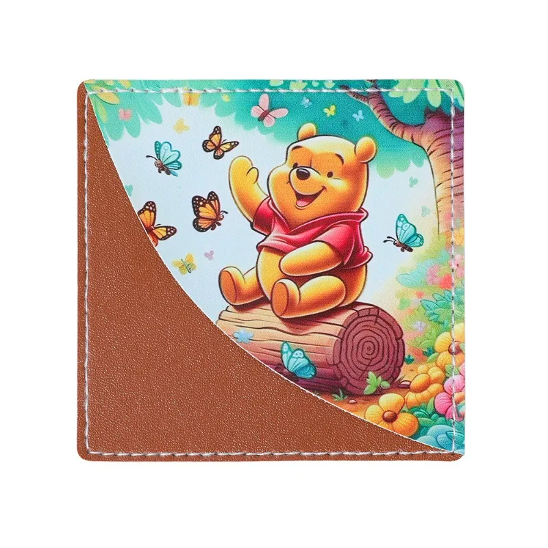 Cute Disney Pooh Bear Leather Bookmark Anime Action Figure Collectible Stationery Gift for Book Lover Student Anime Fans