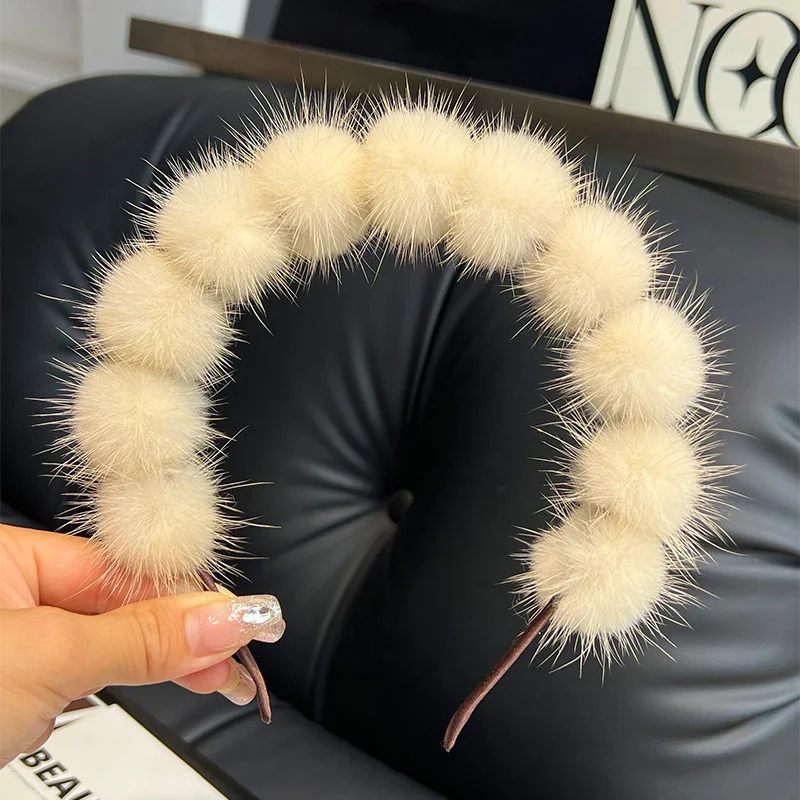 New Luxury Natural Mink Hair Hoop High Quality Ladies Face Wash Headband Fashion Temperament Girls Headwear Gift Decoration