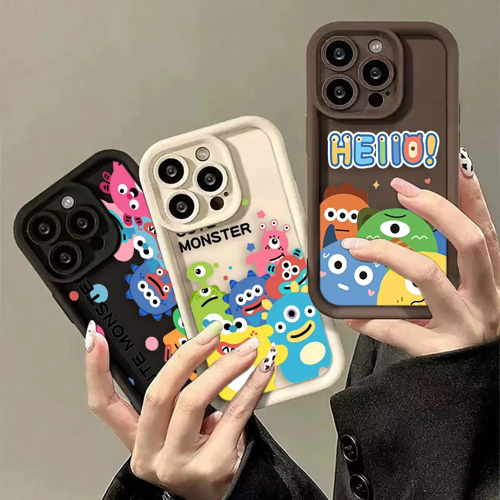 Cute Little Monster Phone Case For Samsung A13 A20S A21S A23 A24 A25 A30 A31 A32 A33 A34 A35 A50 A51 A52 A53 A54 A55 4G 5G Case