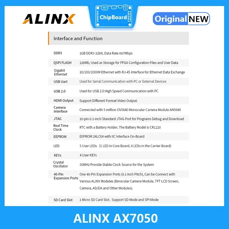 ALINX AX7050: XILINX Spartan-7 XC7S50 VIVADO FPGA Development Board