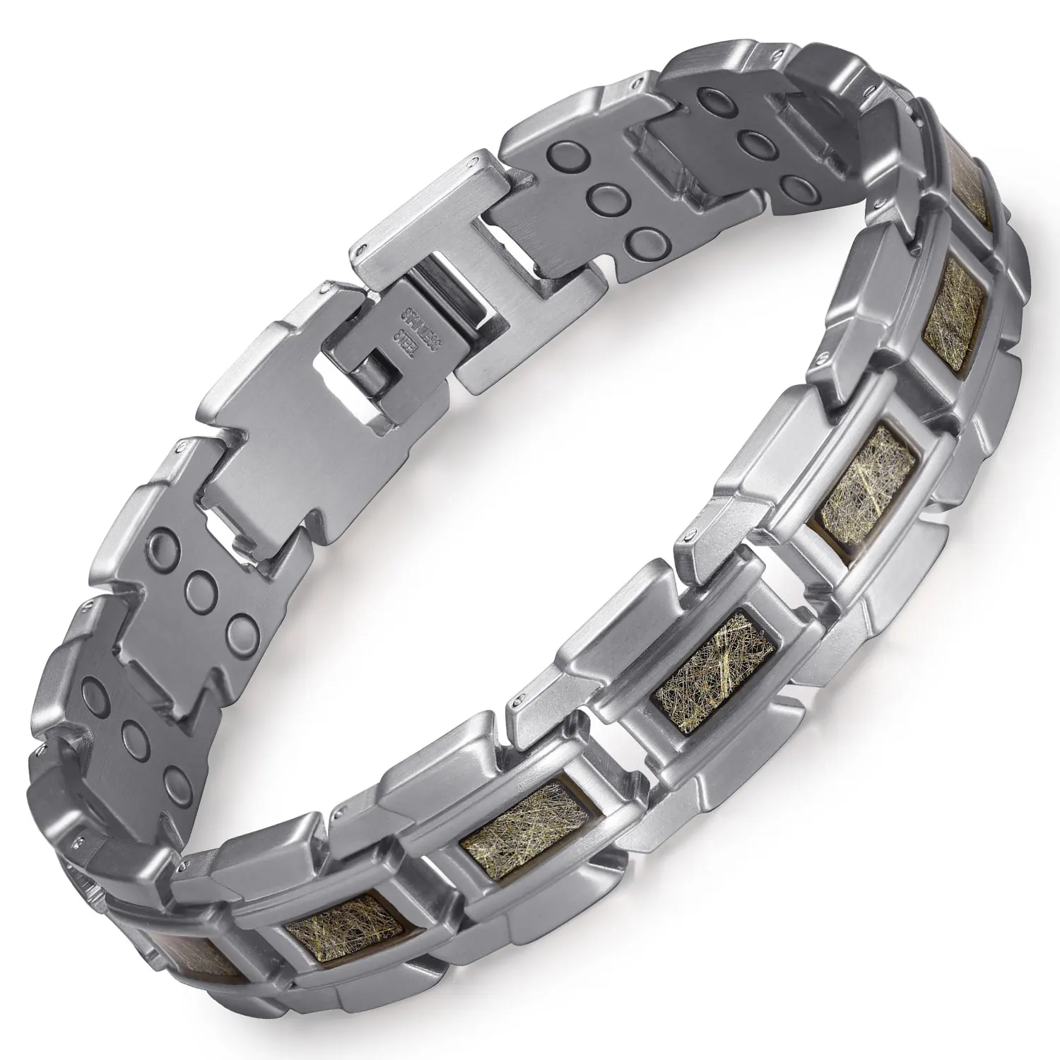 

RainSo Men's Stainless Steel Magnetic Bracelet,Bio Energy Health Bracelets For Men Jewelry