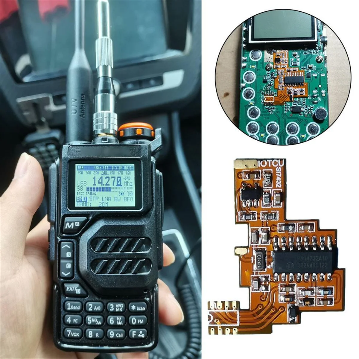 Untuk Quansheng K5 K6 SI4732 papan modifikasi FPC HF Shortwave penerimaan Band penuh + 2M Chip ekspansi