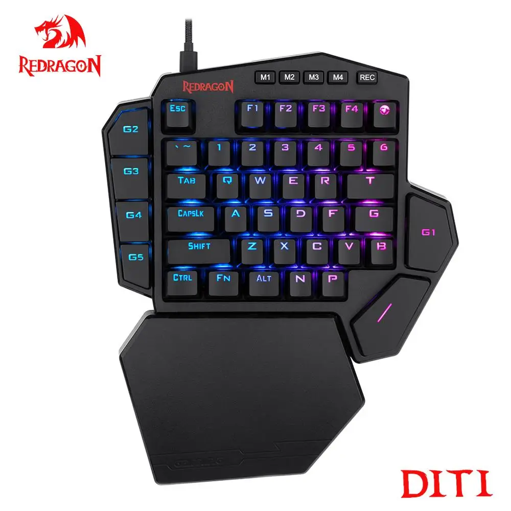 REDRAGON-Teclado mecánico con cable para juegos DITI K585 RGB, 42 teclas, una mano, USB, interruptor azul, 42 teclas, Gamer para ordenador, PC, portátil