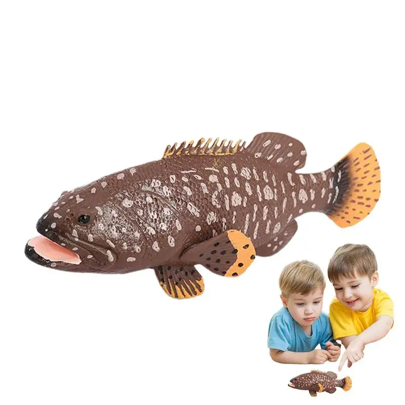 Realistic Fish Simulated Grouper Figurine Realistic Grouper Figurine Detailed Sealife Model Figure Fun Educational Play Toy