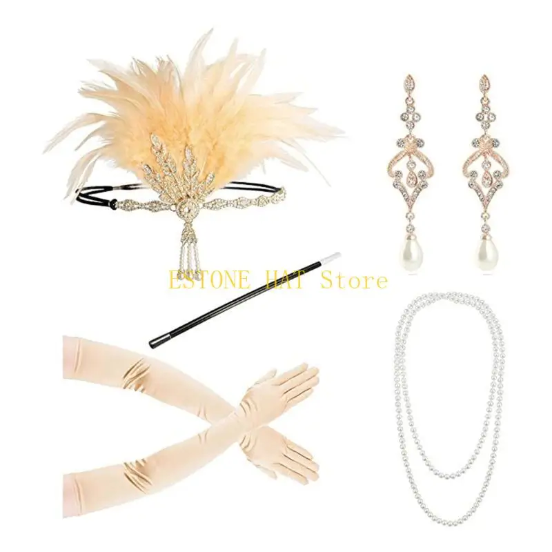 Acessórios para flapper 49mf para feminino 1920s Gatsby Costume Acessório Roaring 20s Flaping Brincho