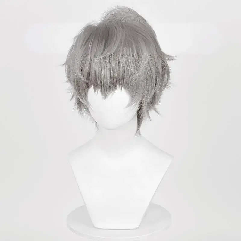 New 2025 Anime Alien Stage Till Cosplay Wig Men Silver Gray Short Hair Heat Resistant Synthetic Wigs Cap Carnival Halloween Prop