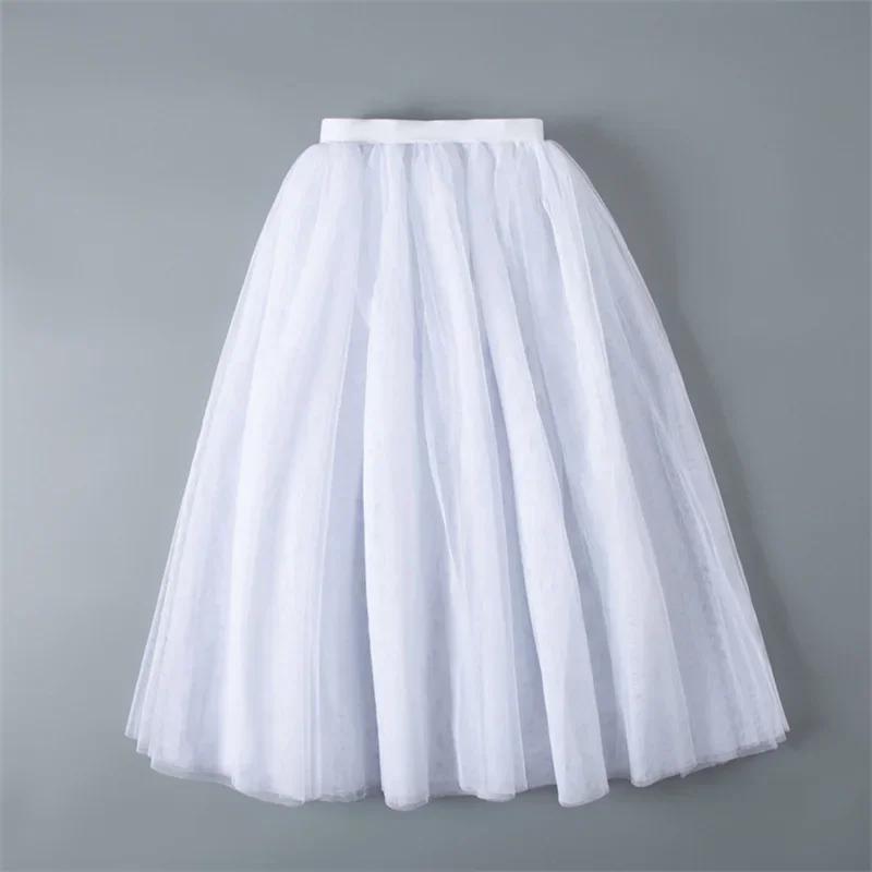 New Coming High Quality 3 Layers White Soft Dance Tulle Skirts Children Kids Girls Women Adult Half Long Ballet Tutu Skirt