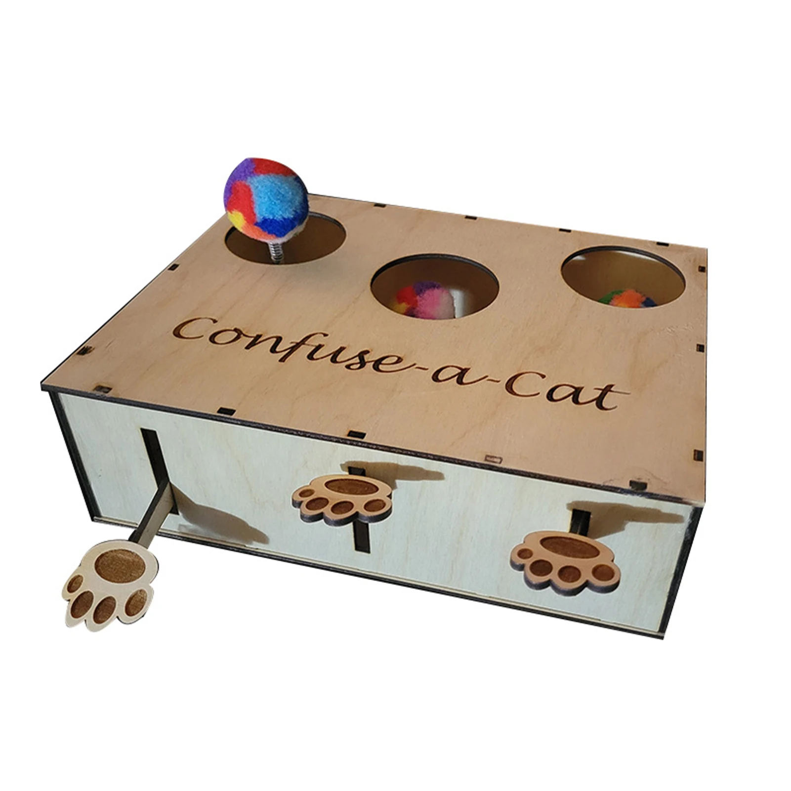 

Cat Hunting Box, Confuse a Cat Box Puzzle, Wood Cat Puzzle Natural Interactive Play for Cat Owners, Pet-Friendly for Dog and Cat