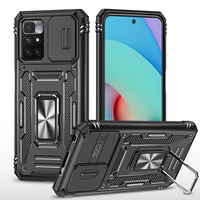 Armor Shockproof Case For Xiaomi Redmi 10 Global 6.5 inches Magnetic Metal Holder Slide Push Window Camera Protection Back Cover