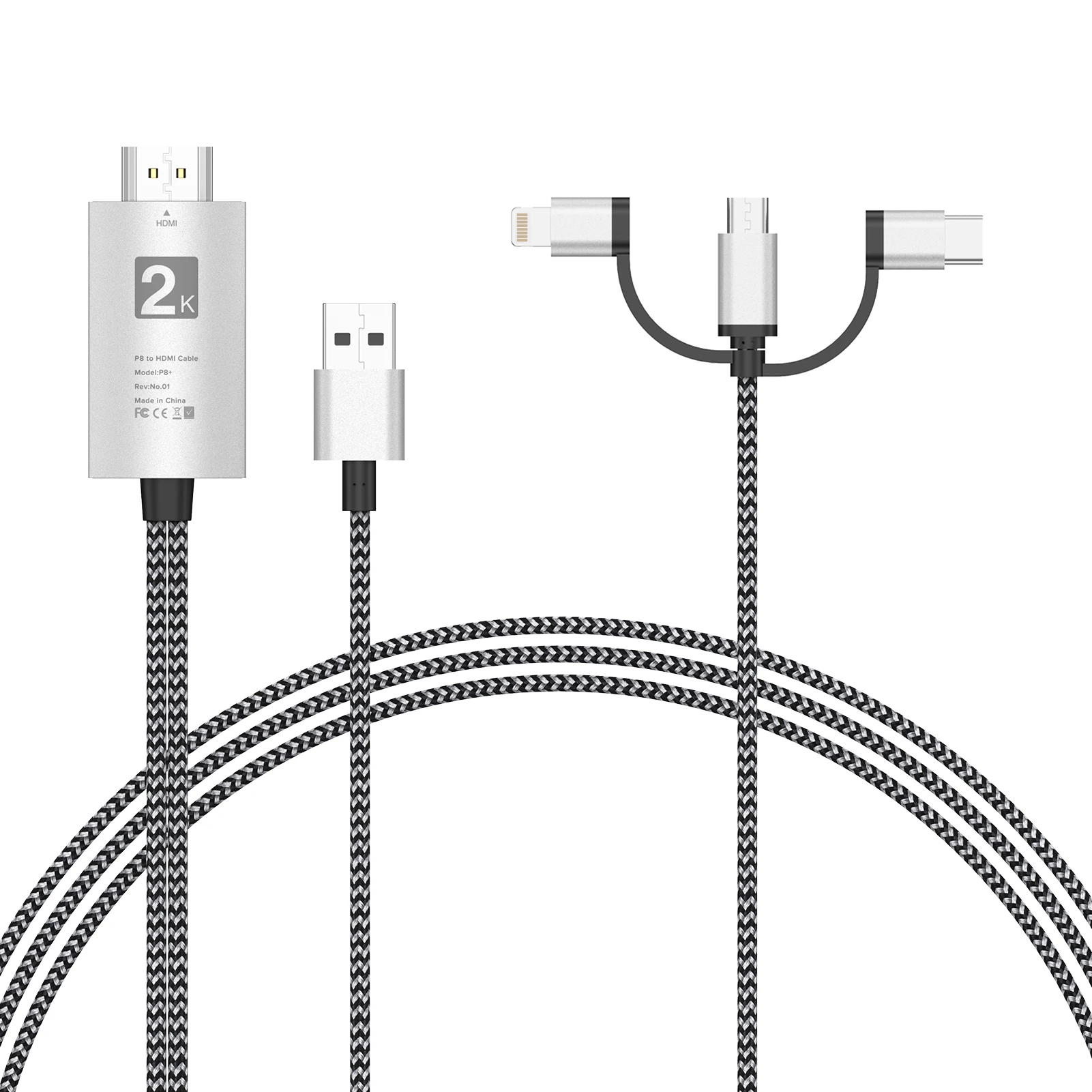 UPERFECT UCable HDMI to Lightning Cable 3 in 1 Screen Mirroring Adapter Horizontal & Vertical I-O-S/Android Phone To Monitor
