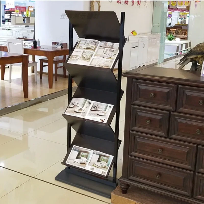 

Newspaper rack Magazine Floor-to-ceiling brochure Vertical data display Multi-layer storage Wooden newspaper rack