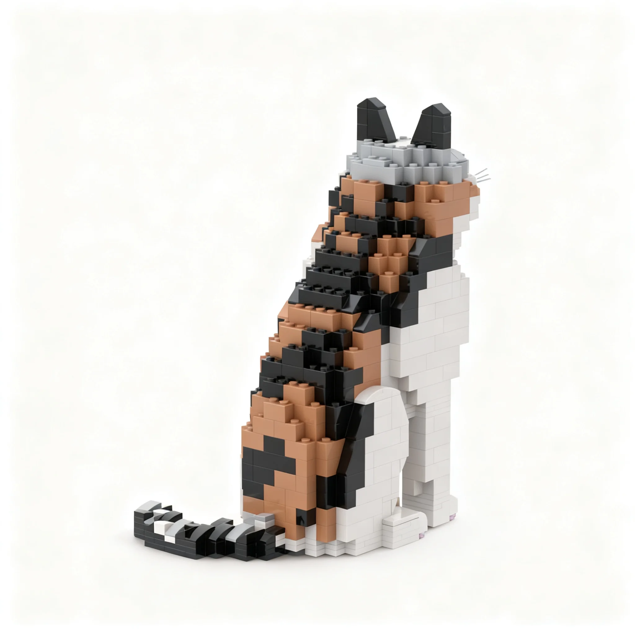 746pcs MOC Sculptures Calico CAT High White Calico Model Building Blocks Christmas Gift Architecture Toy Collection DIY Birthday
