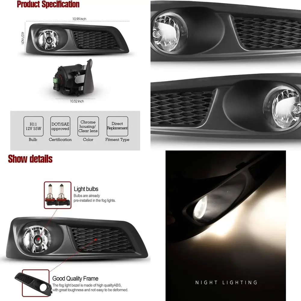 

Pair of Fog Lights for 2010-2012 Subaru Legacy, Compatible 2-Pack