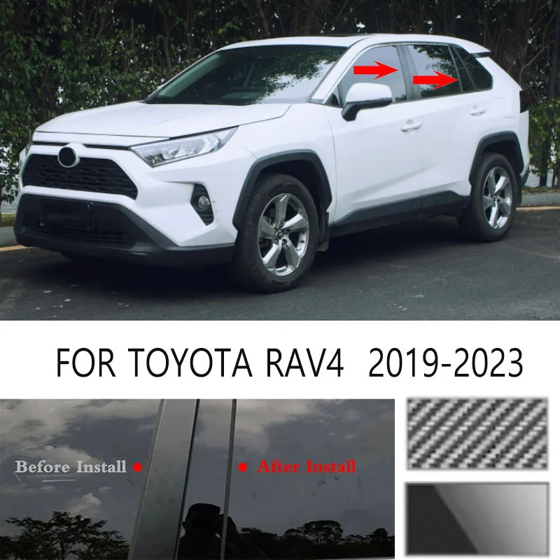 

For TOYOTA RAV4 2019-2023 Glossy Black Window Door Column B C Pillar Post Cover Trim Auto Sticker Styling