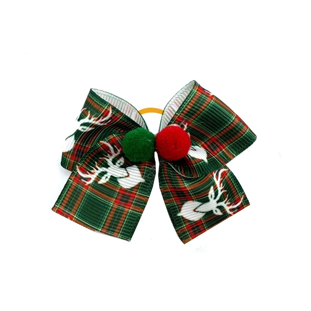 30/50pcs Christmas Dog Accessories Dog Bows Xmas Hair Accessories for Dogs and Cats Puppy Bows with Rubber Bands Pet Supplies