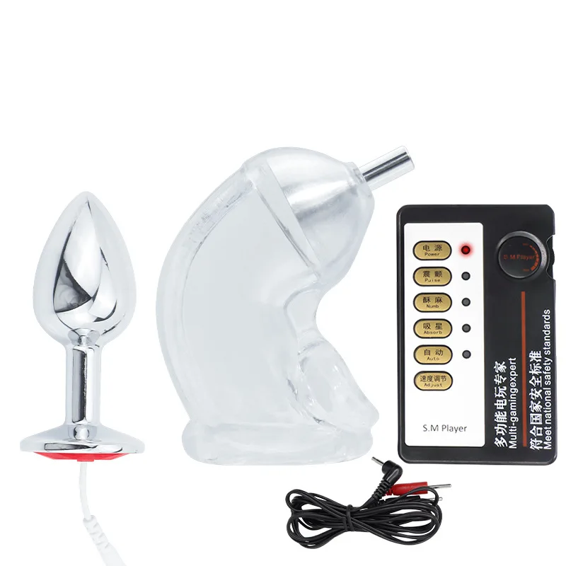 Electric Shock Irrigation System Chastity Device Anal Plug Remote Control Male Penis Cage Masturbator Adult Toys Male 18 Years