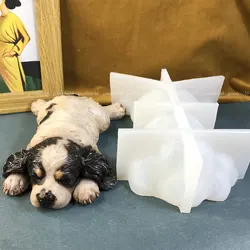 20cm Cocker Spaniel Plaster Silicone Mold Sleeping Animal Dog Epoxy Resin Mould Pet Dog Memorial Plaster Mold
