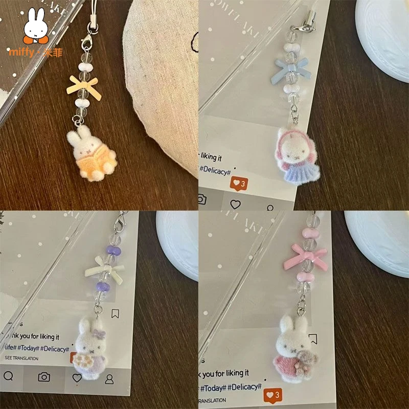 

Miffy Plush Keychain Ornament Mobile Phone Chain Bag Card Book Cartoon Charm Car Key Chain Backpack Decoration Gift for Friends