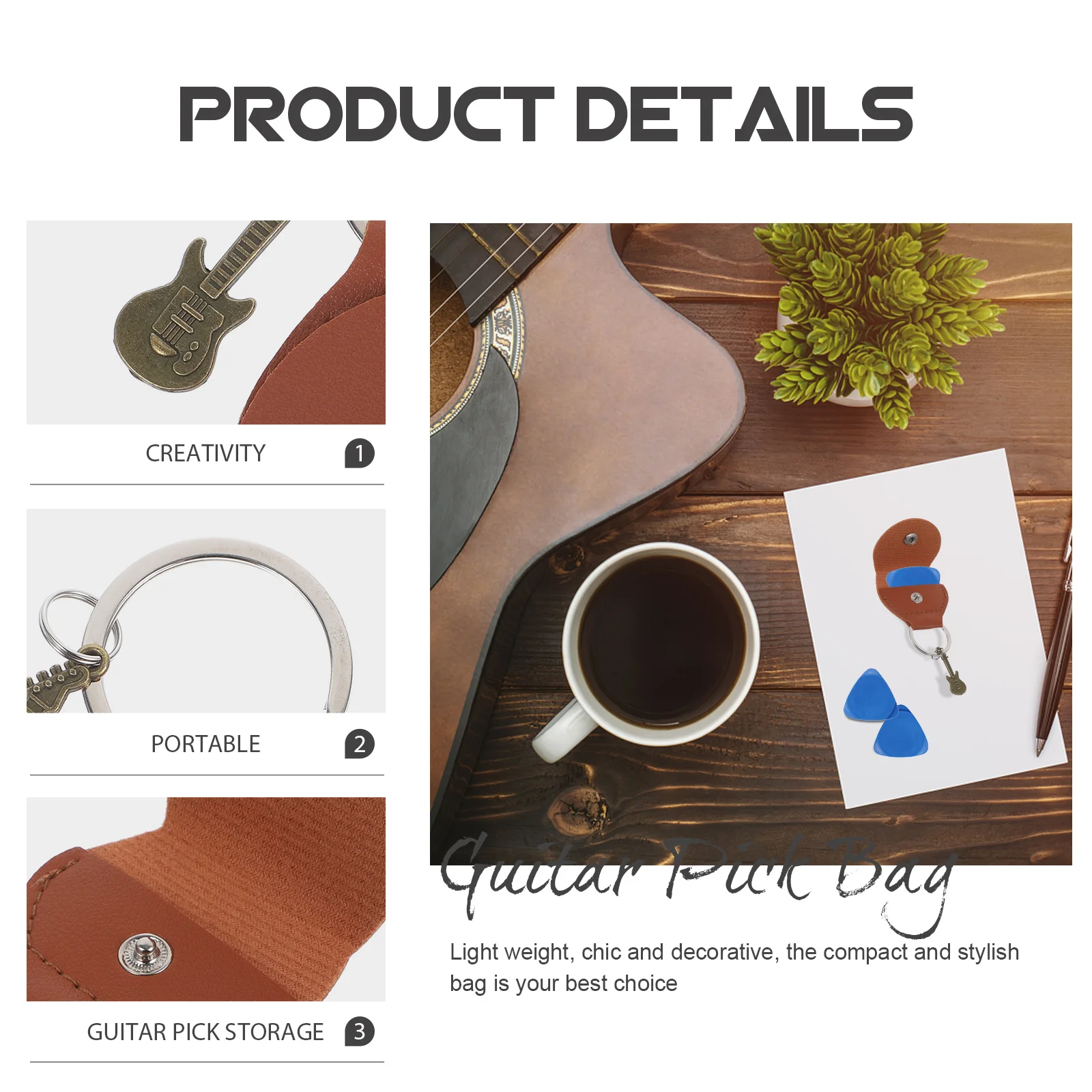 

Guitar Pick Bag Keychain Ornament Compact Lightweight Holder for Guitar Picks Plectrum Storage Portable Carry Case
