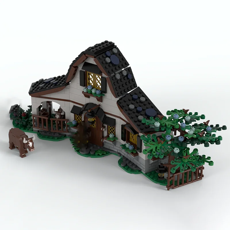 585 個 MOC ビルディングブロック中世の家の建物生物学的安定した技術レンガ DIY 組立おもちゃ建設ギフト