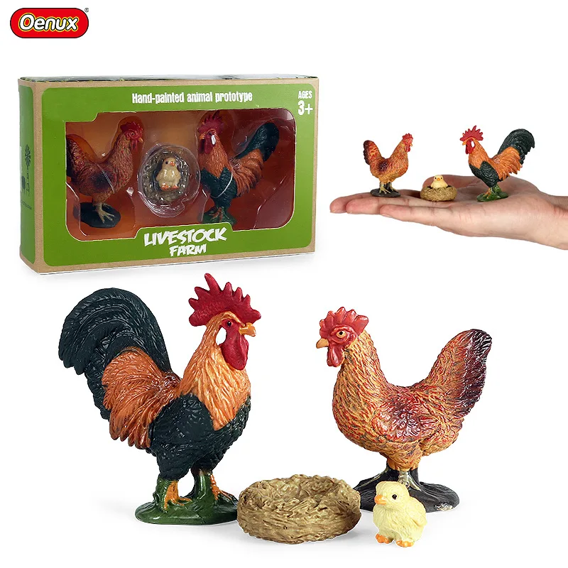 

Children Cognitive Simulation Poultry Animal Toy Model Farm Chicken Family Set Home Scene Succulent Ornaments