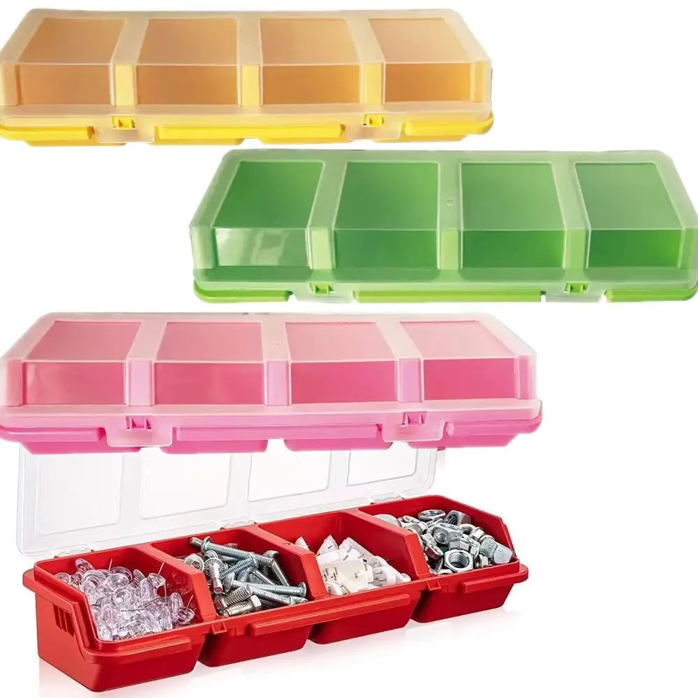 

1Pcs Multicolor Parts Storage Box 4 Compartment with Lid Tool Part Container Multi-Compartment Plastic Material