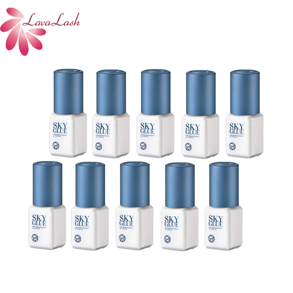 Cola de céu original coreana 5ml s + para extensão de cílios 1-2s cola de cílios postiços de secagem rápida tampa azul ferramenta de beleza