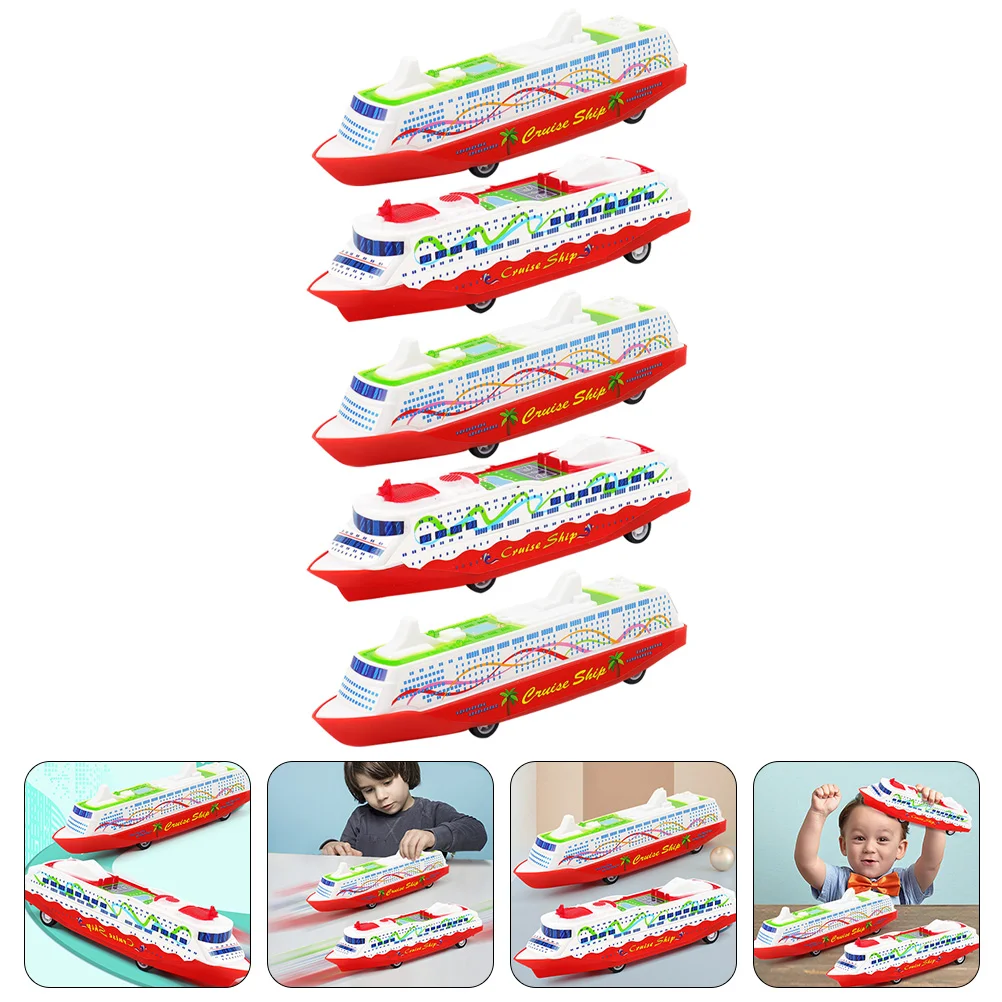 5 Pcs Pull Back Ship Model Toy Cognitive Colored Toys Children Plaything Plastic Abs Pull-back Toddler Steam Desktop Adornment