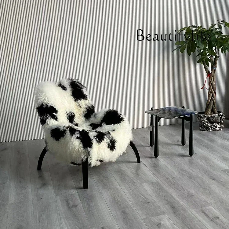 Nova moda nórdica criativa modelo de lã real quarto único sofá hotel sala estar casa cadeira lazer