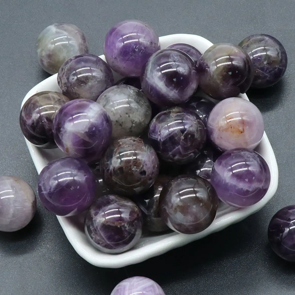 

16PCS Amethyst 20MM Stress Relief Spheres & Balls Polished Meditation Balancing Home Decoration Crystal Beads