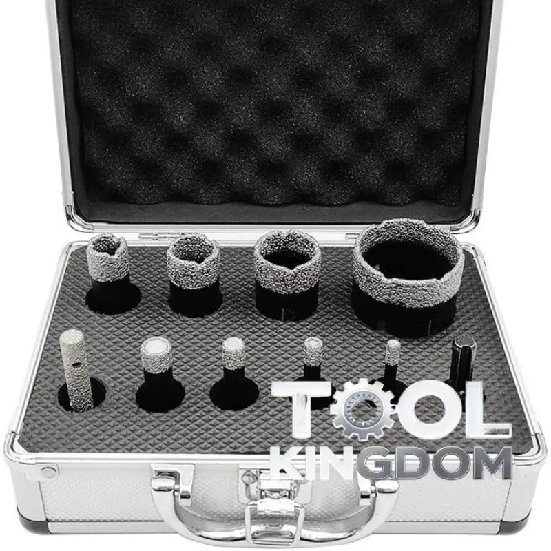 

12 piece set of brazed diamond drill hole saw aluminum alloy toolbox packaging marble ceramic professional drill hole