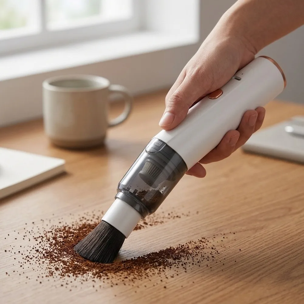 Cordless Portable For Mini Vacuum Cleaner With Soft Brush : Rechargeable Dust Collector For Home Office And Car