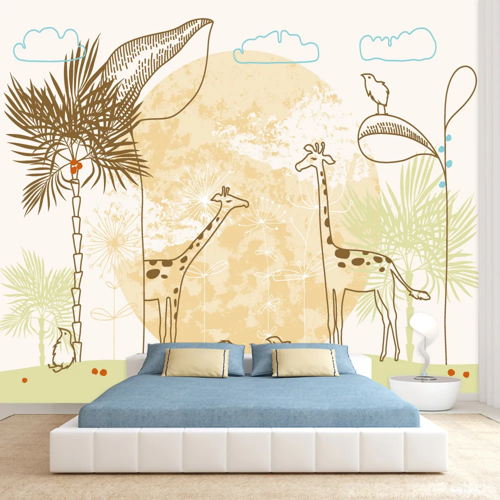 

Removable Peel and Stick Optional Wallpapers for Living Room Decoration Kids Baby Wall Papers Home Decor Animal Painting Murals