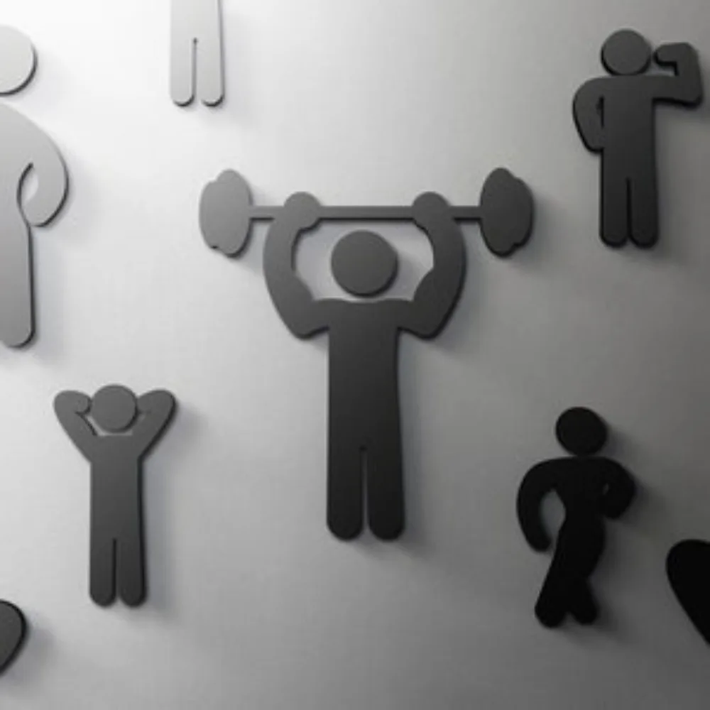 Wall Art Signs, 3D Acrylic Bodybuilder Figure Door Sticker, Self-Adhesive Gym Home Office Decor