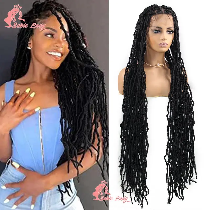 Full Lace Braided Wigs Synthetic Lace Front Wig Butterfly Senegalese Twist Braid Faux Locs Wigs African Braided Dreadlocks Wigs