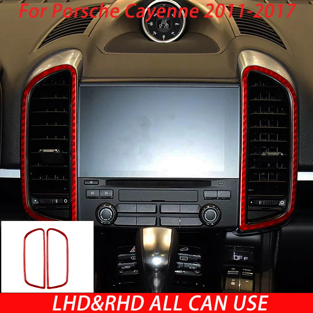 Carbon Fiber Sticker For Porsche Cayenne 958 2011 2012 2013 2014 2015 2016 2017 Center Console Air Vent Decal Gift for Car Lover