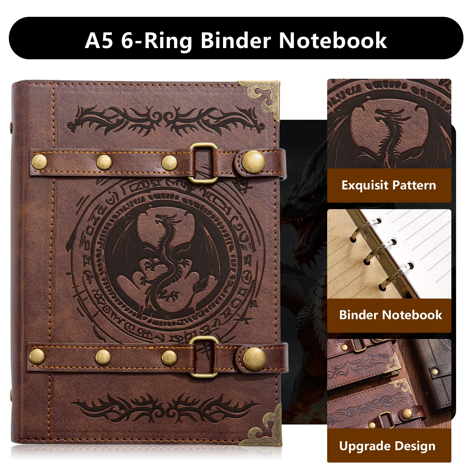 DND Notebook/Journal,Unique 400 Page Refillable 6-rings binder for dungeons and dragons D&D accessories Role Playing Games Gifts