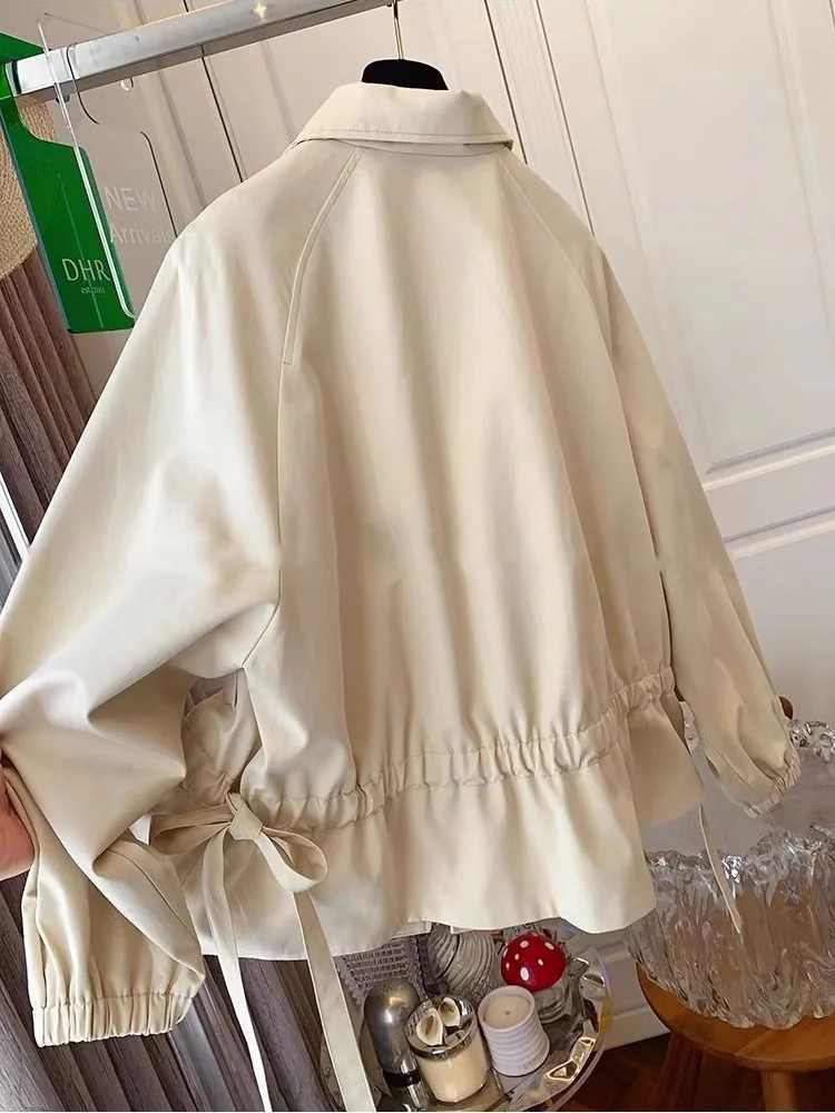 

Women'S Long Oversize Trench Coat Over-The-Knee Liner Cotton-Padded Anti-Ultraviolet Sun-Protective Full-Body Decorated Clashing