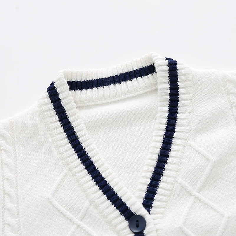 Cute Preppy Style Cotton Baby Boy Knitted Sweater Cardigan Toddler Long Sleeve Warm Top for V Neck Warm Clothes