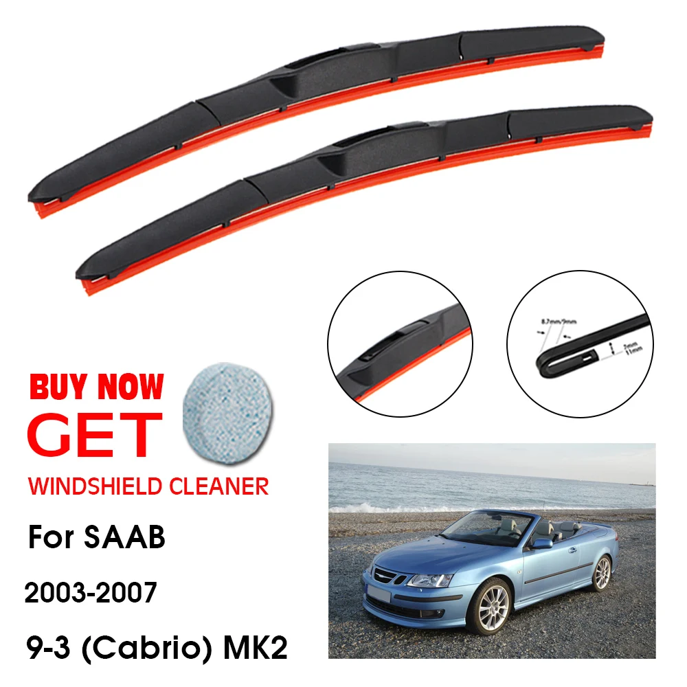 

Car Wiper For SAAB 9-3 (Cabrio) MK2 22"+22" 2003-2007 Front Window Washer Windscreen Windshield Silica Gel Blades Accessorie