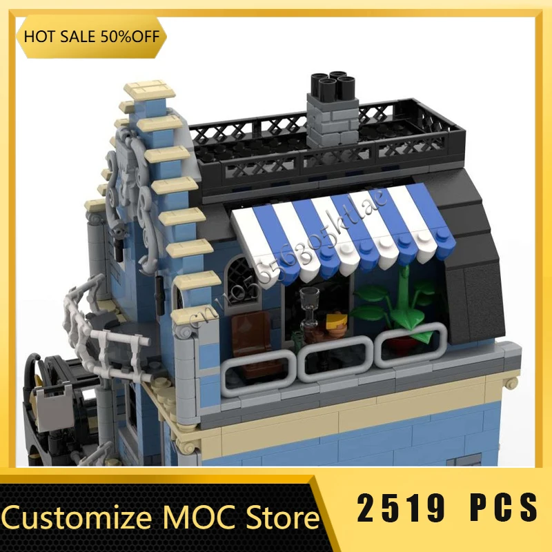 2519-onderdelen MOC Creatieve markt Street View modulaire marktmodel Architectuur Bouwstenen Kinderen Bakstenen Speelgoed Kerstcadeau