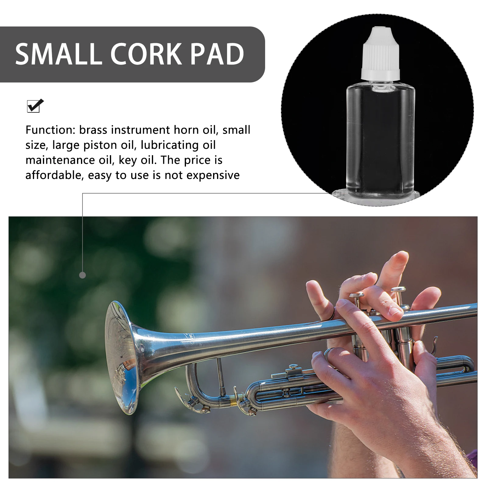 

3pcs Instrument Oil for Tuba Trumpet Piston Key Maintenance Lightweight Portable Plastic Bottle Musical Lubricant