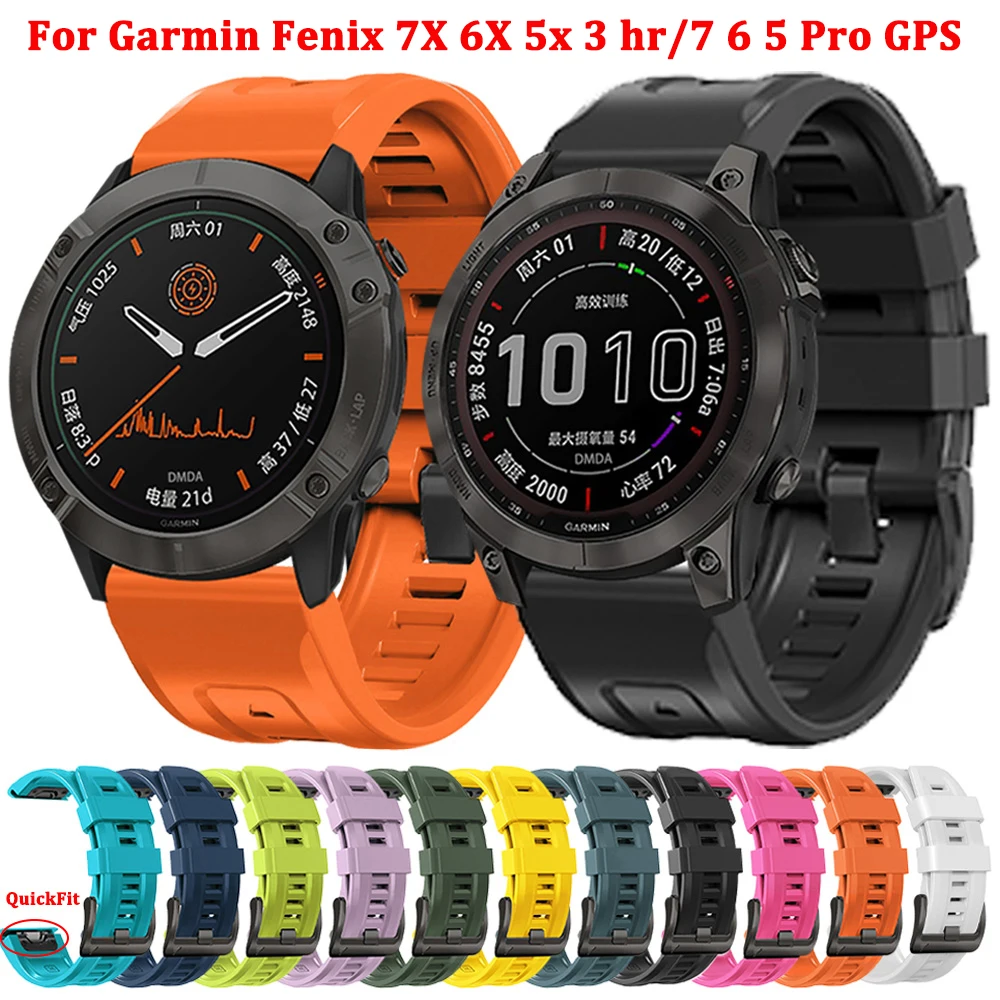 سريعة صالح سيليكون الأشرطة ل Garmin Fenix 7X 7 7S 6X 6 6S برو 5 5X Epix 2 3 HR الساعات 22 مللي متر 26 مللي متر لينة المطاط سوار حزام