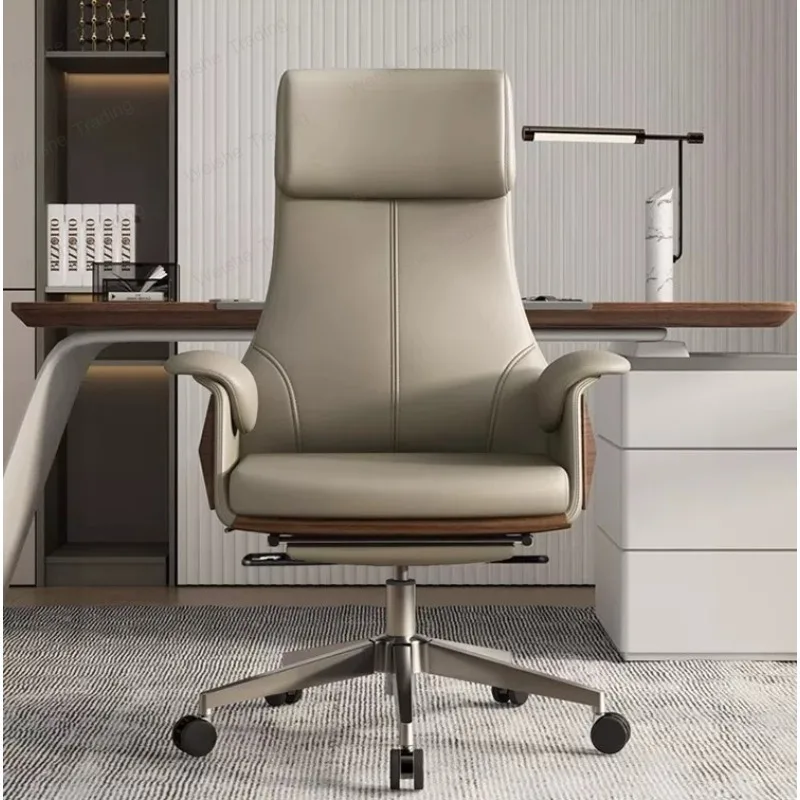Leather Boss Chair Comfortable Computer Home Study Office Lunch Break Big Class Chair Business
