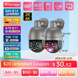 Techage UHD 4K 5MP 8MP IP Camera Red-Blue Light Alert Human Detection Night Vision PoE Security CCTV camera Protection Video