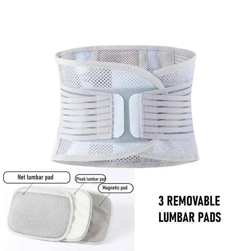 Back Support Belt Women Men Breathable Herniated Disc Brace Lumbar Back Belt for Scoliosis Back Pain Relief with 3 Lumbar Pads