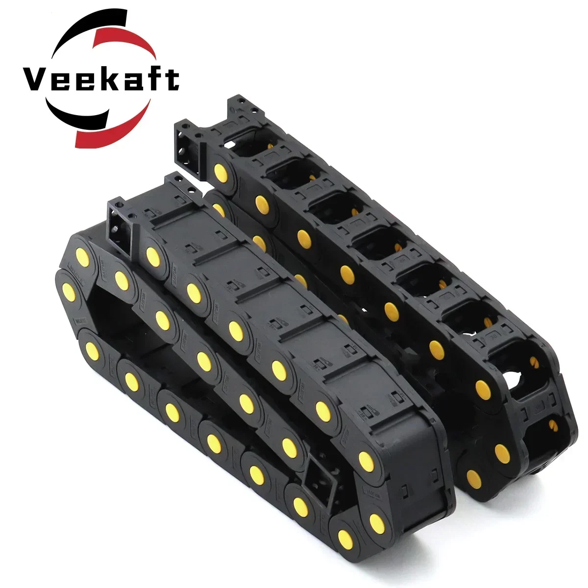 Veekaft 20/25/30 Length 1M Plastic Transmission Cable Chains Bridge Opened Drag Chain with End Connectors For CNC Machine Tools