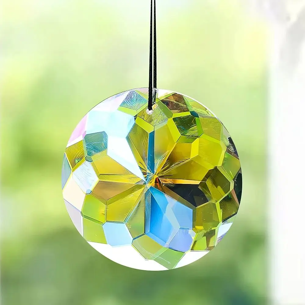 

Rainbow Catcher 60MM Mandala Suncatcher Clear DIY Crafts Mandala Crystal Pendant Round Flower Faceted Crystal Prisms Home Decor